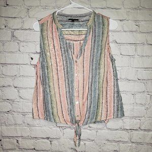 Drew Linen Sleeveless Button Down Blouse